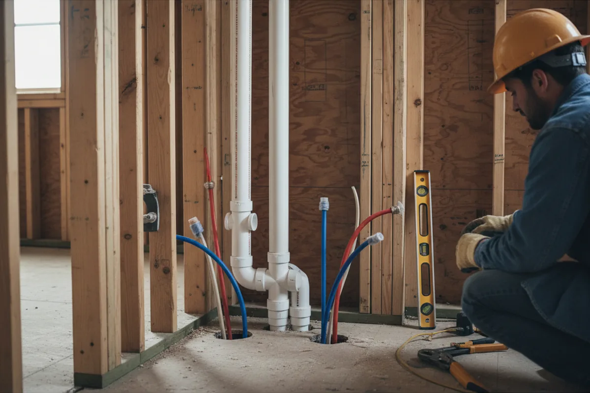 Drain and supply rough-in during Drain Cleaning in Mascoutah